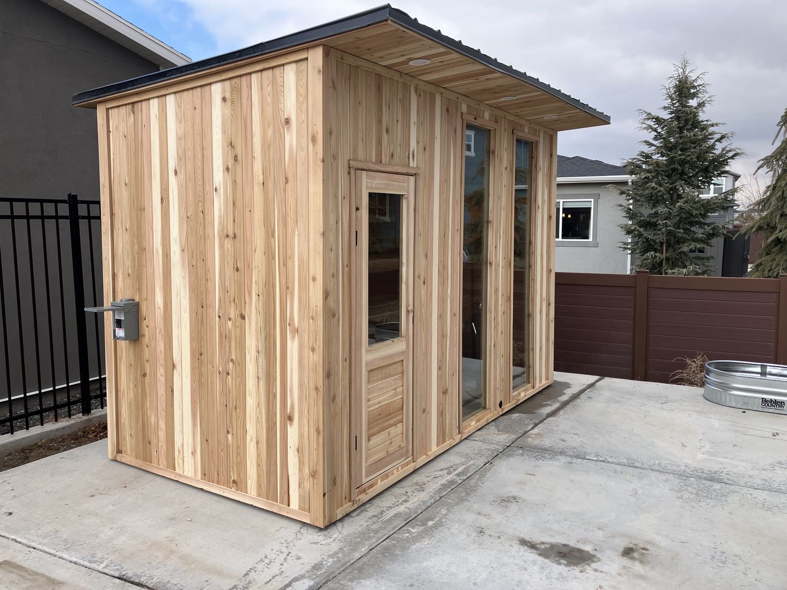 Cedar sauna installation